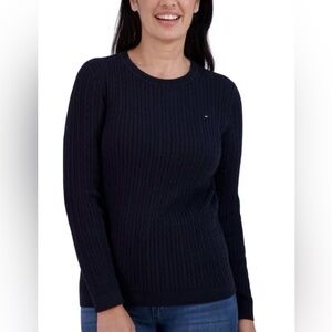 Tommy Hilfiger Dark Blue Cable Knit Pullover Sweater